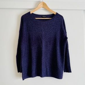 EILEEN FISHER Wool & Silk Crewneck, Spotted‎ Purple, PS